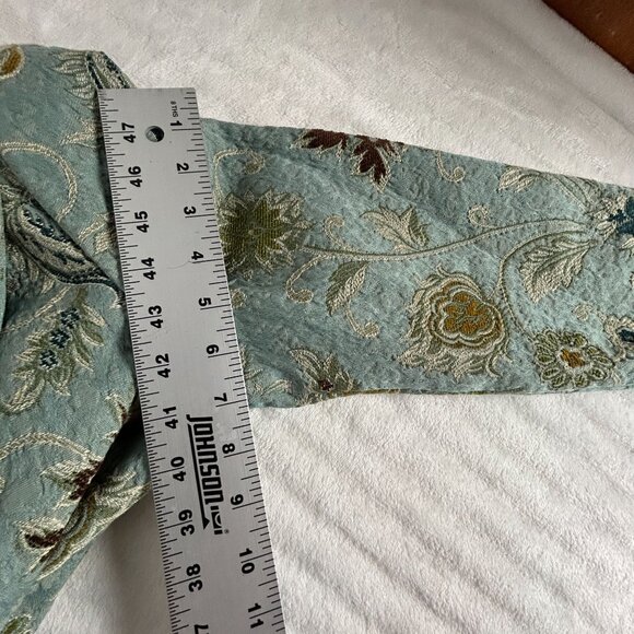 Cabi Womens Guinevere Tapestry Brocade Pea Coat Size 8 Jacquard Floral Blue - Picture 10 of 13